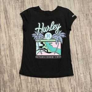 Hurley Black Tee with Pastel Graphic